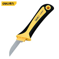 Deli 1Pcs Stainless Steel Hook Knife PVC Plastic Sheet Cutting Knife Electrician Cable Wire Stripping Knife Portable Hand Tools