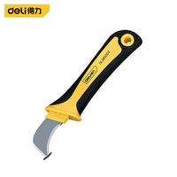 Deli 1Pcs Stainless Steel Hook Knife PVC Plastic Sheet Cutting Knife Electrician Cable Wire Stripping Knife Portable Hand Tools