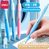 Deli 2.0mm Mechanical Pencil Set HB 2B Pencils Lead Refills for Kids Drawing Handwriting Posture Correction Automatic Pencil