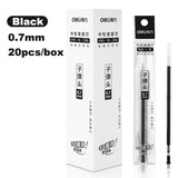 Deli 20Pcs/lot Gel Pen Refill 0.7mm Ink Black Red Colors Refills Writing Signature School Stationery Supplies Pen Core Gift