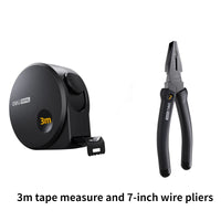 Deli 2Pcs 3m Black Digital Steel Measure Tape Sets High-carbon Steel Material Pliers/hammer/wrench/knife Household Hand Tools