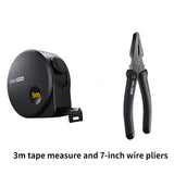Deli 2Pcs 3m Black Digital Steel Measure Tape Sets High-carbon Steel Material Pliers/hammer/wrench/knife Household Hand Tools