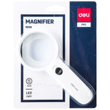 Deli 3.5X Portable Handheld Magnifying Glass White Color Seniors Magnifying Lens for Kids Reading Science Nature Exploration