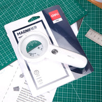 Deli 3.5X Portable Handheld Magnifying Glass White Color Seniors Magnifying Lens for Kids Reading Science Nature Exploration