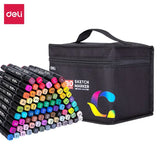 Deli 30/40/60/80 Colors Professional Sketch Marker Pen Double Head Design Painting Pen Drawing Tools For Students Art Supplies