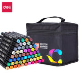 Deli 30/40/60/80 Colors Professional Sketch Marker Pen Double Head Design Painting Pen Drawing Tools For Students Art Supplies