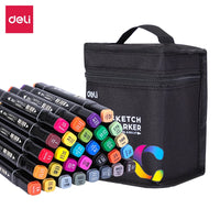 Deli 30/40/60/80 Colors Professional Sketch Marker Pen Double Head Design Painting Pen Drawing Tools For Students Art Supplies