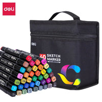 Deli 30/40/60/80 Colors Professional Sketch Marker Pen Double Head Design Painting Pen Drawing Tools For Students Art Supplies