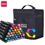 Deli 30/40/60/80 Colors Professional Sketch Marker Pen Double Head Design Painting Pen Drawing Tools For Students Art Supplies