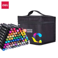 Deli 30/40/60/80 Colors Professional Sketch Marker Pen Double Head Design Painting Pen Drawing Tools For Students Art Supplies