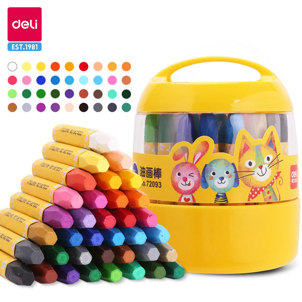 Deli 36 Colors Oil Pastels Colored Pencil Oil Pastels Color Wax Crayon Color Pen Paiting Pencil 12-36 Colors Optional Kids Gift