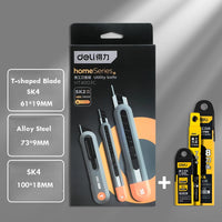 Deli 3pc/Set Pocket Knife Utility Knives нож Portable Unboxing Cutter Cuchillo 18MM/9MM SK4 Blade Office Stationery Supplies