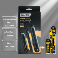 Deli 3pc/Set Pocket Knife Utility Knives нож Portable Unboxing Cutter Cuchillo 18MM/9MM SK4 Blade Office Stationery Supplies