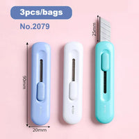 Deli 3pcs/bag Cute Mini Utility Knife Pocket knife Paper Box Cut letter Opener DIY Art Tools Creative Stationery School Supplies