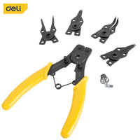Deli 4 in 1 Circlip Pliers Set Snap Ring Pliers Nozzle Pliers Multi Crimping Tools Removable Plier Head Retaining Snapling Flyer