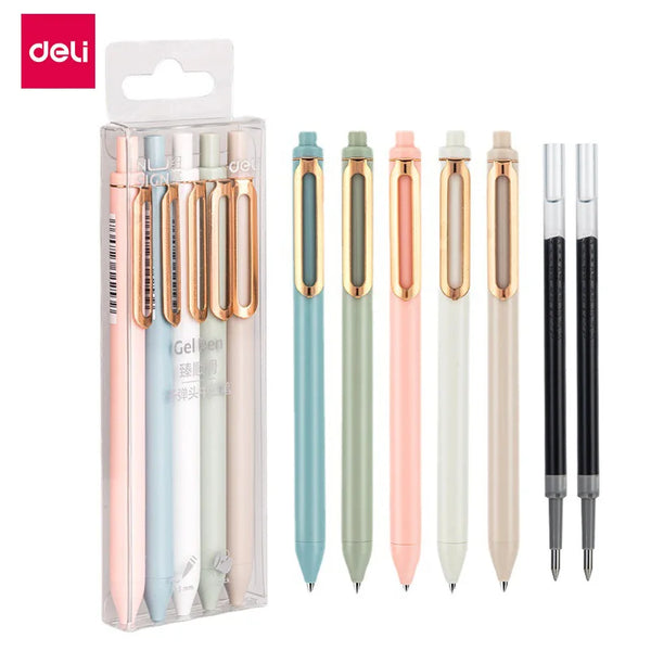Deli Retractable Gel Pen 0.5 mm Black Blue Color Writing Tools School  Office Supplies Stationery Gel Ink Pens