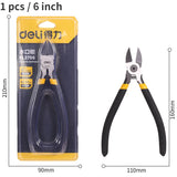 Deli 5/6 Inch Tools Plastic Nippers  Non Slip Handle Flash Wire Cutting Multi Function Electrician Repairing Pliers Hand Tool