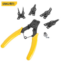 Deli 5 in1 6-inch Circlip Pliers Set DIY Snap Ring Combination Retaining Clip Jewelry Pliers Internal External Ring Remover