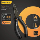 Deli 6 Inches Black Handle Multi Function Long Nose Pliers For Cutting Clamping Stripping Electrician Repair Hand Tools