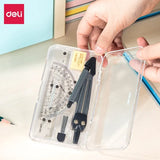 Deli 7pcs/set Drafting Set Transparent Durable Drawing Math Geometry Tools Set Portable Multifunctional Tool School Supplies