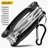 Deli 8/9 Pcs Folding Hex Key Wrench Set Cr-v Steel Material Hexagon Socket Electrician Portable Repair Hand Tools Wrench Kits