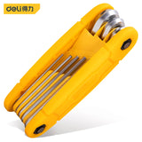 Deli 8/9 Pcs Folding Hex Key Wrench Set Cr-v Steel Material Hexagon Socket Electrician Portable Repair Hand Tools Wrench Kits