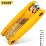 Deli 8/9 Pcs Folding Hex Key Wrench Set Cr-v Steel Material Hexagon Socket Electrician Portable Repair Hand Tools Wrench Kits