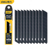 Deli 9/18mm Portable Utility Blade SK4 Alloy Steel Black-edged Multi-blade 10 Pcs  Ladder T-shaped Industrial Replacement Blades