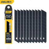 Deli 9/18mm Portable Utility Blade SK4 Alloy Steel Black-edged Multi-blade 10 Pcs  Ladder T-shaped Industrial Replacement Blades