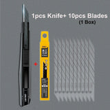 Deli 9mm Metal Utility Knife Retractable Box Cutter High Carbon Steel Sharp Blade Auto Lock for Vinyl Wraps, Wall Paper, Rope