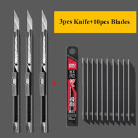 Deli 9mm Utility Knife High Carbon Steel Blades Box Cutter Paper Carpet Cardboard Cutting 30 Degree Sharp Angle Self Locking