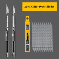Deli 9mm Utility Knife High Carbon Steel Blades Box Cutter Paper Carpet Cardboard Cutting 30 Degree Sharp Angle Self Locking