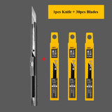 Deli 9mm Utility Knife High Carbon Steel Blades Box Cutter Paper Carpet Cardboard Cutting 30 Degree Sharp Angle Self Locking