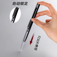 Deli 9mm Utility Knife High Carbon Steel Blades Box Cutter Paper Carpet Cardboard Cutting 30 Degree Sharp Angle Self Locking