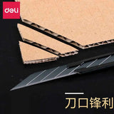 Deli 9mm Utility Knife High Carbon Steel Blades Box Cutter Paper Carpet Cardboard Cutting 30 Degree Sharp Angle Self Locking