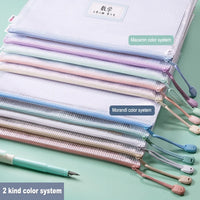 Deli A4 File Storage Bags Folder Large Capacity Gridding Waterproof Zip Bag Office Students Textbook Test Paper Archives Pouch