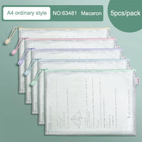 Deli A4 File Storage Bags Folder Large Capacity Gridding Waterproof Zip Bag Office Students Textbook Test Paper Archives Pouch