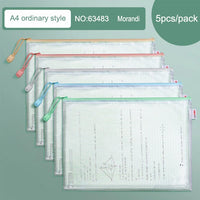 Deli A4 File Storage Bags Folder Large Capacity Gridding Waterproof Zip Bag Office Students Textbook Test Paper Archives Pouch
