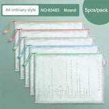 Deli A4 File Storage Bags Folder Large Capacity Gridding Waterproof Zip Bag Office Students Textbook Test Paper Archives Pouch