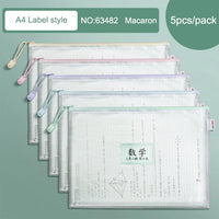 Deli A4 File Storage Bags Folder Large Capacity Gridding Waterproof Zip Bag Office Students Textbook Test Paper Archives Pouch