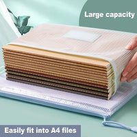 Deli A4 File Storage Bags Folder Large Capacity Gridding Waterproof Zip Bag Office Students Textbook Test Paper Archives Pouch