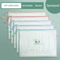 Deli A4 File Storage Bags Folder Large Capacity Gridding Waterproof Zip Bag Office Students Textbook Test Paper Archives Pouch