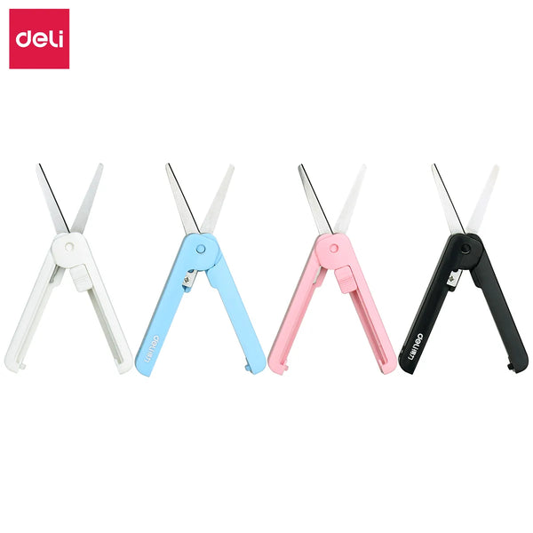 Deli Adjustable Portable Stationery Scissors Mini Small Size Office Students Use Cutting Tools Colored Creative Scissors
