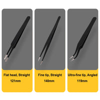 Deli Anti-Static Stainless Steel Tweezers Precision Maintenance Tip Point Forceps for Home Working DIY Handmade Maintenance tool
