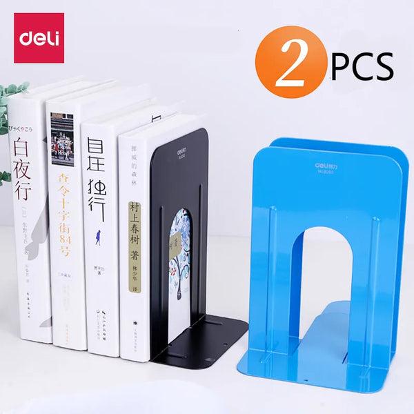 Deli Book Holder 2 Pcs Metal Classification Bookshelf Student Office Library Bookends Magazine Holders Sujeta Libros