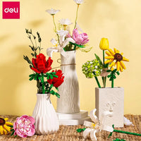 Deli Building Block Flower Kit DIY Eternal Flower Bundle Set Home Decoration Toys Puzzle Pieces Girl Gift Toys For Children