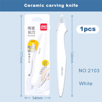 Deli Ceramic Pen Cutter Knife Safety Micro Retractable Blade Box Opener Paper Cutting Craft Pocket Utility Knifes Tool