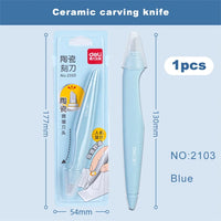 Deli Ceramic Pen Cutter Knife Safety Micro Retractable Blade Box Opener Paper Cutting Craft Pocket Utility Knifes Tool