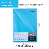 Deli Color Copy Paper A4 Color Computer Printing Paper 100 Sheets/Pack Student Hand-cut Paper-cut Office Supplies