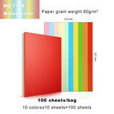 Deli Color Copy Paper A4 Color Computer Printing Paper 100 Sheets/Pack Student Hand-cut Paper-cut Office Supplies